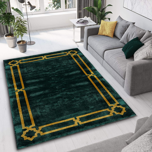 Products Design Green Geometric Hand Tufted Natural Fibre 6 X 4 Feet Carpet