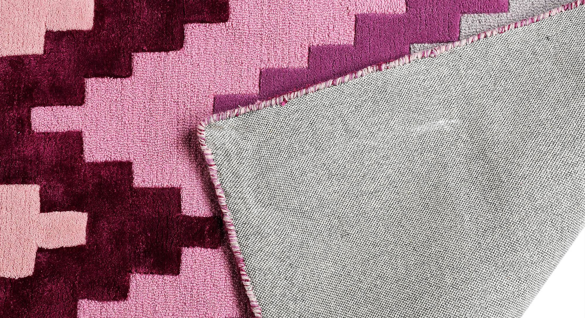Pink Geometric Hand Tufted Natural Fibre 8 X 6 Feet Carpet - Urban Ladder