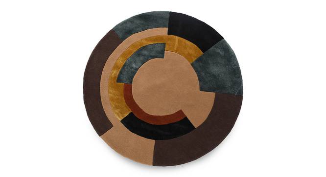 Round Color Block Rug Beige & Brown (Multicolor, 5 x 5 Feet Carpet Size) by Urban Ladder - Front View Design 1 - 859297