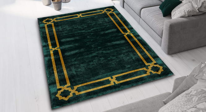 Sehar Green Rug (Green, 7 x 5 feet Carpet Size) by Urban Ladder - Front View Design 1 - 859334