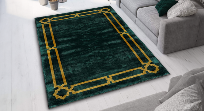 Sehar Green Rug (Green, 8 x 6 feet Carpet Size) by Urban Ladder - Front View Design 1 - 859335