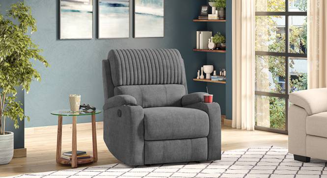 Dawson Single seater entertainment recliner in Stone Grey (One Seater, Stone Grey) by Urban Ladder - Full View Design 1 - 860213