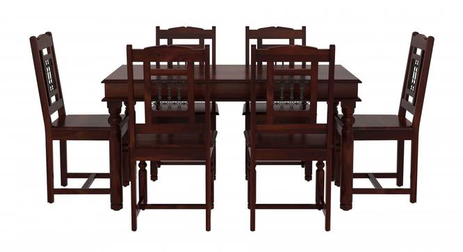 Dyson 6 Seater Dining Set With Rajastani Iron Jali (Walnut Finish) by Urban Ladder - Design 1 Side View - 860257