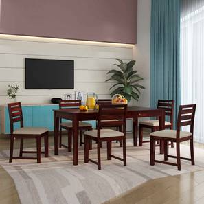 New Arrivals Dining Room Furniture Design Fonteyn Rosewood 6 Seater Dining Table with Set of 6 Chairs in Walnut Finish