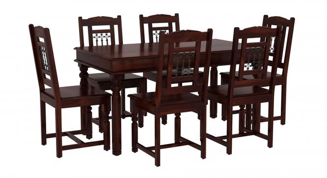 Dyson 6 Seater Dining Set With Rajastani Iron Jali (Walnut Finish) by Urban Ladder - Front View Design 1 - 860315