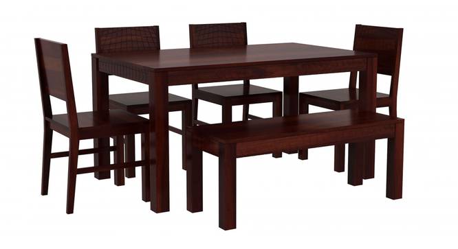 Noguchi Six Seater Dining Set With Bench (Walnut Finish) by Urban Ladder - Front View Design 1 - 860319