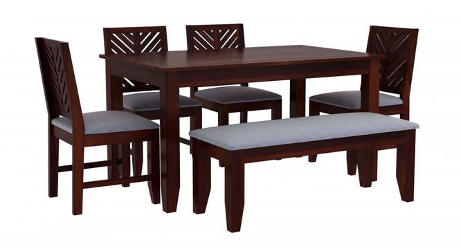 Wollman Six Seater Dining Set With Bench (Walnut Finish) by Urban Ladder - Front View Design 1 - 860323