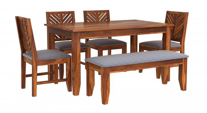 Alaca Six Seater Dining Set With Bench (Honey Oak Finish) by Urban Ladder - Front View Design 1 - 860325
