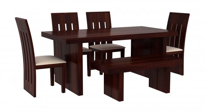Asher Six Seater Dining Set With Bench (Walnut Finish) by Urban Ladder - Front View Design 1 - 860327
