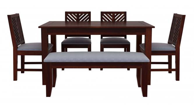 Wollman Six Seater Dining Set With Bench (Walnut Finish) by Urban Ladder - Design 1 Side View - 860339