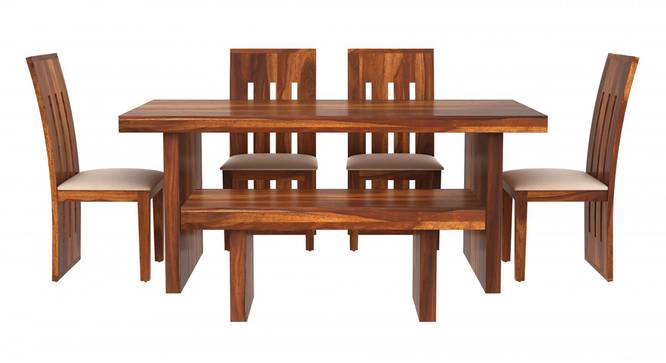 Cayman Six Seater Dining Set With Bench (Honey Oak Finish) by Urban Ladder - Design 1 Side View - 860345