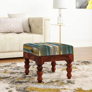 Ottomans In Chennai Design Zoya Turning Solid Wood Square Ottoman (Abstract Print)