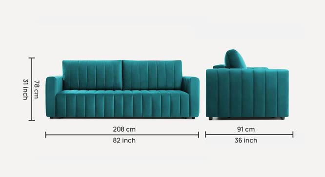 Beliss 3 Seater Pull Out Sofa Cum Bed ith storage In Orange Colour (Teal Blue) by Urban Ladder - Design 1 Dimension - 861734