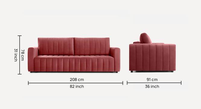 Beliss 3 Seater Pull Out Sofa Cum Bed ith storage In Orange Colour (Pink) by Urban Ladder - Design 1 Dimension - 861736