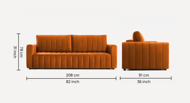 Beliss 3 Seater Pull Out Sofa Cum Bed ith storage In Orange Colour (Orange) by Urban Ladder - Design 1 Dimension - 861737