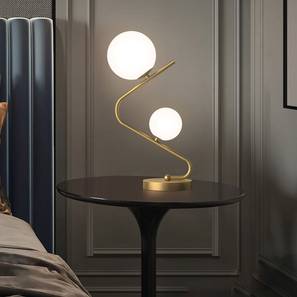 Home Decor Design Loopy Metal Table Lamp in Brass,White Colour (Yellow)
