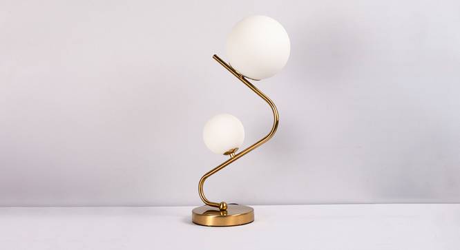 Loopy Metal Table Lamp in Brass,White Colour (Yellow) by Urban Ladder - Design 1 Side View - 866025