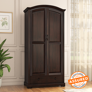 Cupboards In Bangalore Design Alexandra Solid Wood 2 Door Wardrobe in Mahogany Finish