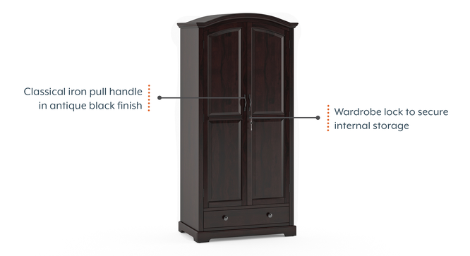 Alexandra Solid Wood Wardrobe (Mahogany Finish) by Urban Ladder - Design 1 - 