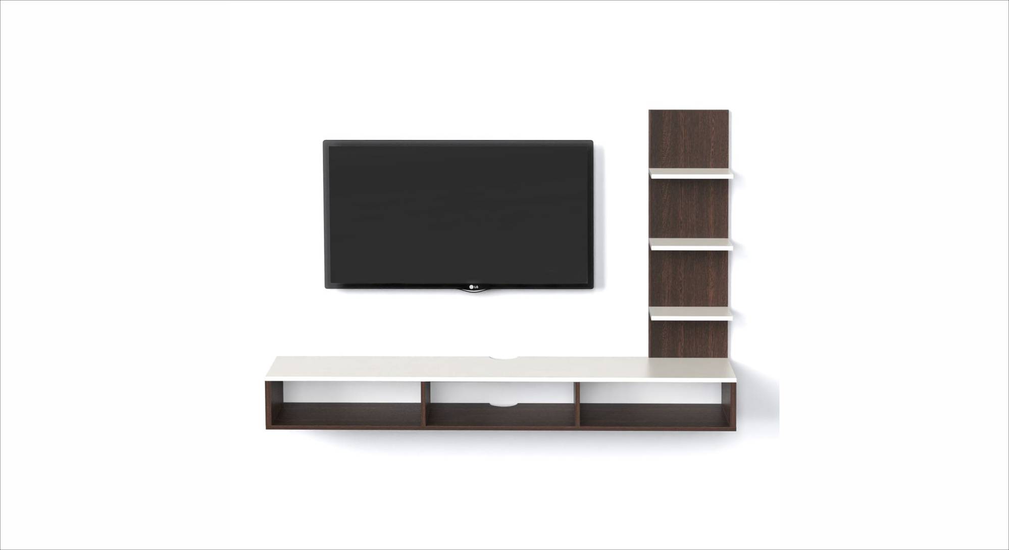 Prico Engineered Wood Wall Mounted TV Unit in Wenge & White Finish