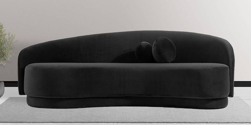 Tarron Fabric Sofa (Black) (Black, 3-seater Custom Set - Sofas, None Standard Set - Sofas, Fabric Sofa Material, Regular Sofa Size, Regular Sofa Type) by Urban Ladder - - 