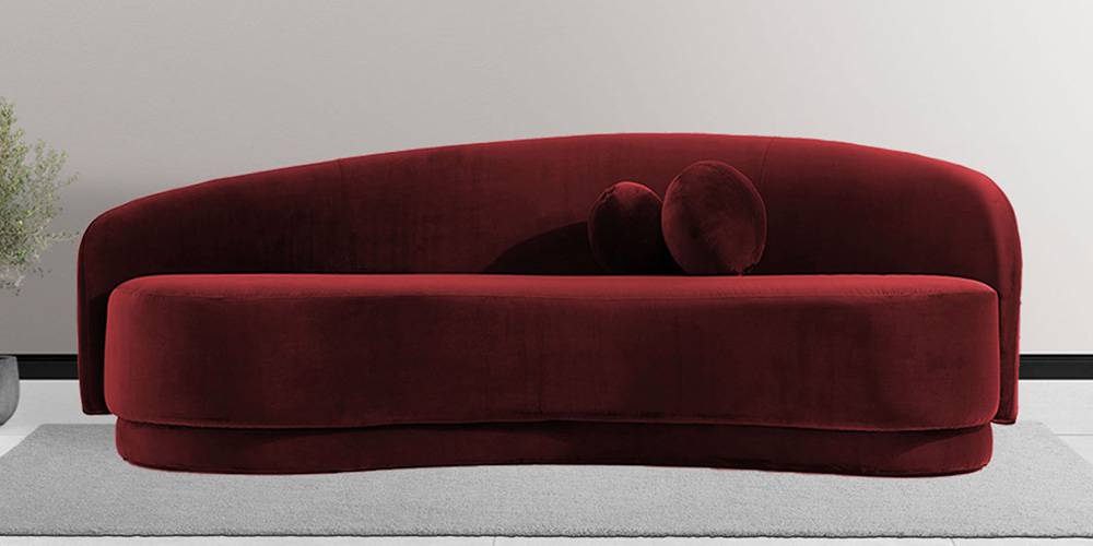 Tarron Fabric Sofa (Maroon) (3-seater Custom Set - Sofas, None Standard Set - Sofas, Maroon, Fabric Sofa Material, Regular Sofa Size, Regular Sofa Type) by Urban Ladder - - 