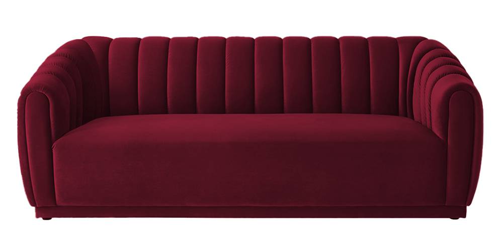 Rosa Fabric Sofa (Maroon) (3-seater Custom Set - Sofas, None Standard Set - Sofas, Maroon, Fabric Sofa Material, Regular Sofa Size, Regular Sofa Type) by Urban Ladder - - 