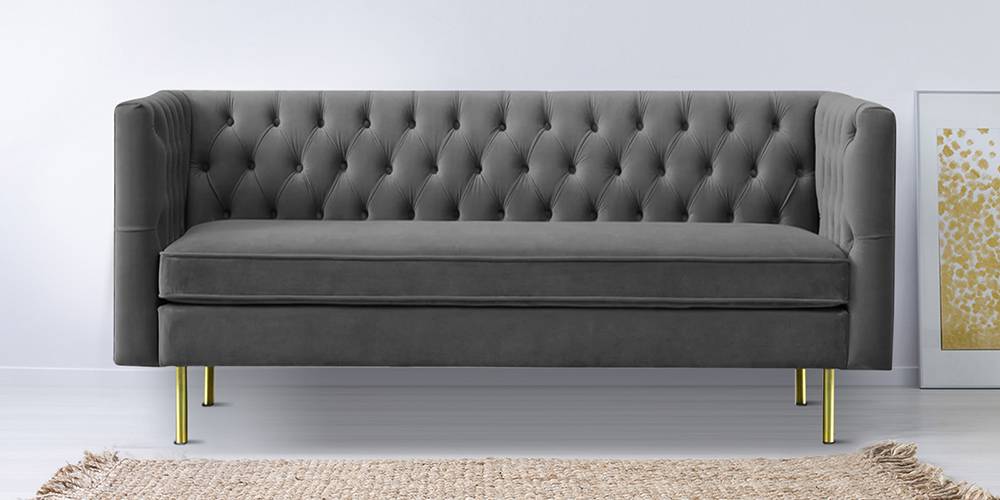 Caraven Fabric Sofa (Grey) (Grey, 3-seater Custom Set - Sofas, None Standard Set - Sofas, Fabric Sofa Material, Regular Sofa Size, Regular Sofa Type) by Urban Ladder - - 