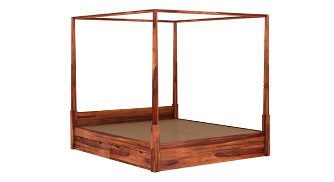 Victorian Rosewood Canopy Bed With Drawer In Honey oak Finish (King Bed Size, Drawer Storage Type, Honey Oak Finish) by Urban Ladder - - 