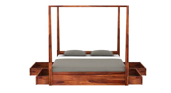Victorian Rosewood Canopy Bed With Drawer In Honey oak Finish (King Bed Size, Drawer Storage Type, Honey Oak Finish) by Urban Ladder - - 