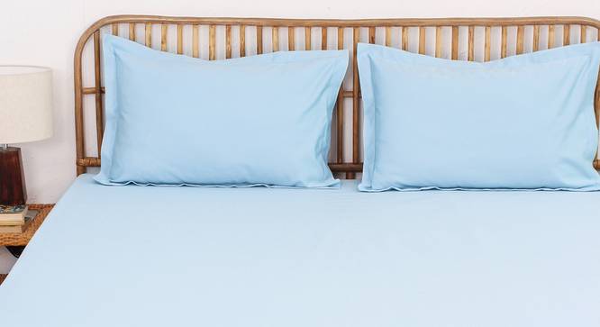 Juniper Cotton Bedsheet Set (Blue, King Size) by Urban Ladder - Design 1 Side View - 869937