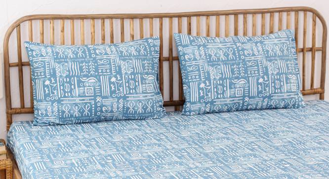 Gamathi Cotton Bedsheet Set (Blue, King Size) by Urban Ladder - Ground View Design 1 - 869964