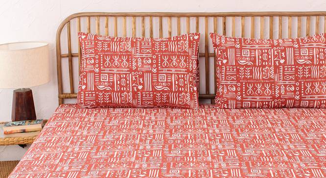 Gamathi Cotton Bedsheet Set (Brown, Double Size) by Urban Ladder - Design 1 Side View - 870012