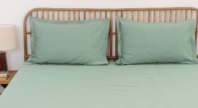 Sage Cotton   Bedsheet Set (Green, Double Size) by Urban Ladder - Design 1 Side View - 870028