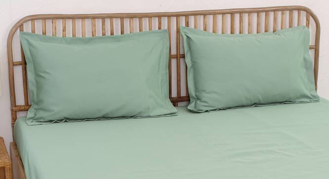 Sage Cotton   Bedsheet Set (Green, Double Size) by Urban Ladder - Ground View Design 1 - 870031
