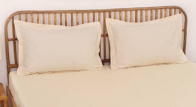 Sesame Fitted Cotton Bedsheet Set (White, Single Size) by Urban Ladder - Ground View Design 1 - 870080