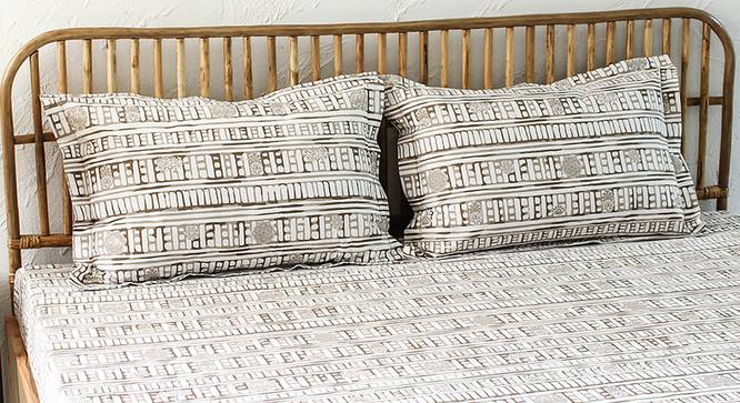 Sanchi Cotton Bedsheet Set (Grey, King Size) by Urban Ladder - - 