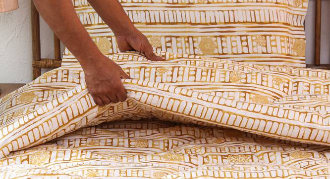 Sanchi Cotton Comforter (Yellow, Double Size) by Urban Ladder - - 