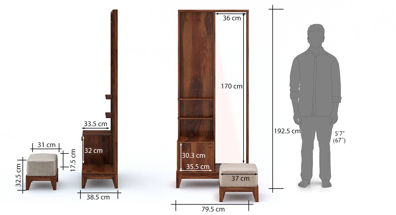 Magellan dresser with pouffe teak