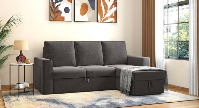 Kowloon Sectional Sofa Cum Bed with Storage (Urban Grey  Premium Chenille Fabric) by Urban Ladder - - 