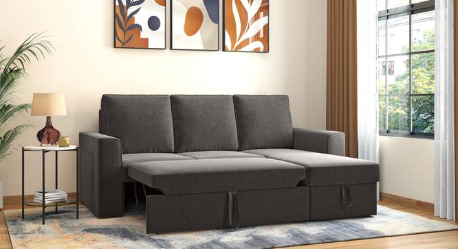 Kowloon Sectional Sofa Cum Bed with Storage (Urban Grey  Premium Chenille Fabric) by Urban Ladder - - 