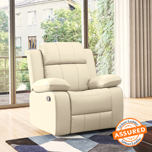 Recliners In Bangalore Design Griffin One Seater Manual Recliner in Ancient Ivory Cream Leatherette