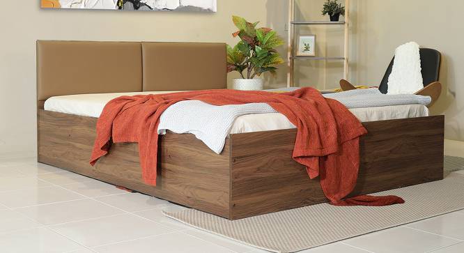 Lush Queen Engineered Wood Bed Design 3 (Walnut Finish, Tan, Queen Bed Size, Box Storage Type) by Urban Ladder - Front View Design 1 - 871913