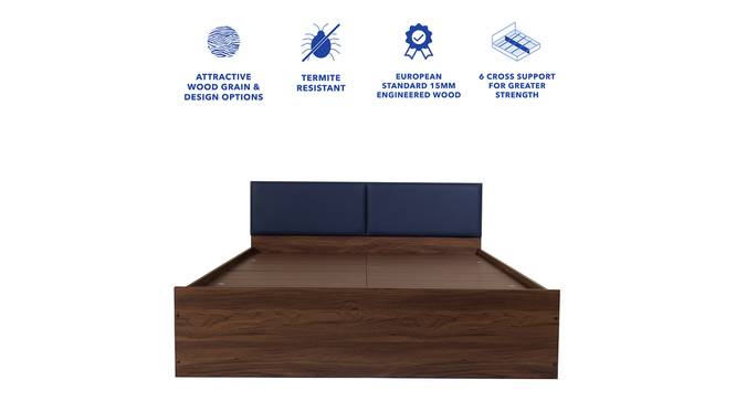 Lush Queen Engineered Wood Bed Design 11 (Walnut Finish, Queen Bed Size, Navy Blue, Box Storage Type) by Urban Ladder - Ground View Design 1 - 871932