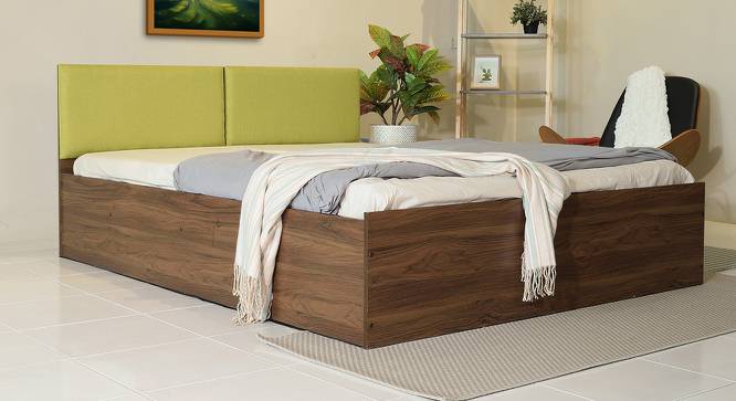 Lush Queen Engineered Wood Bed Design 21 (Walnut Finish, Queen Bed Size, Box Storage Type, Mint Green) by Urban Ladder - Front View Design 1 - 871968