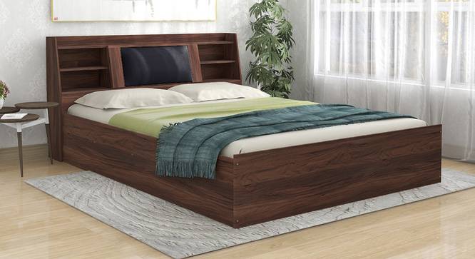 Lavish Center Queen Engineered Wood Bed Design 1 (Walnut Finish, Queen Bed Size, Navy Blue, Box Storage Type) by Urban Ladder - Front View Design 1 - 871969