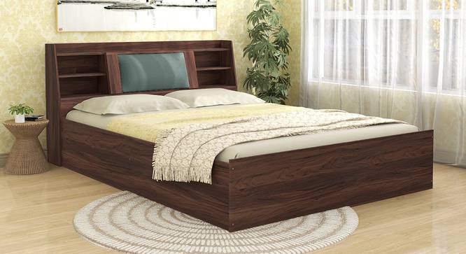 Lavish Center Queen Engineered Wood Bed Design 4 (Walnut Finish, Queen Bed Size, Box Storage Type, Grey Blue) by Urban Ladder - Front View Design 1 - 871972