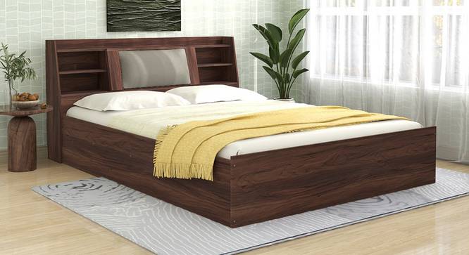 Lavish Center Queen Engineered Wood Bed Design 5 (Walnut Finish, Queen Bed Size, Box Storage Type, Stone Brown) by Urban Ladder - Front View Design 1 - 871973