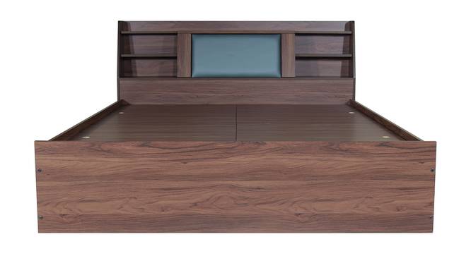 Lavish Center Queen Engineered Wood Bed Design 7 (Walnut Finish, Queen Bed Size, Olive Green, Box Storage Type) by Urban Ladder - Ground View Design 1 - 871995