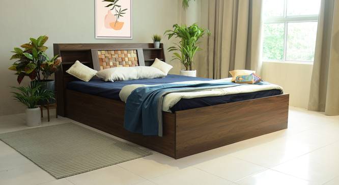 Timber Queen Engineered Wood Bed Design 5 (Walnut Finish, Brown, Queen Bed Size, Box Storage Type) by Urban Ladder - Front View Design 1 - 872040